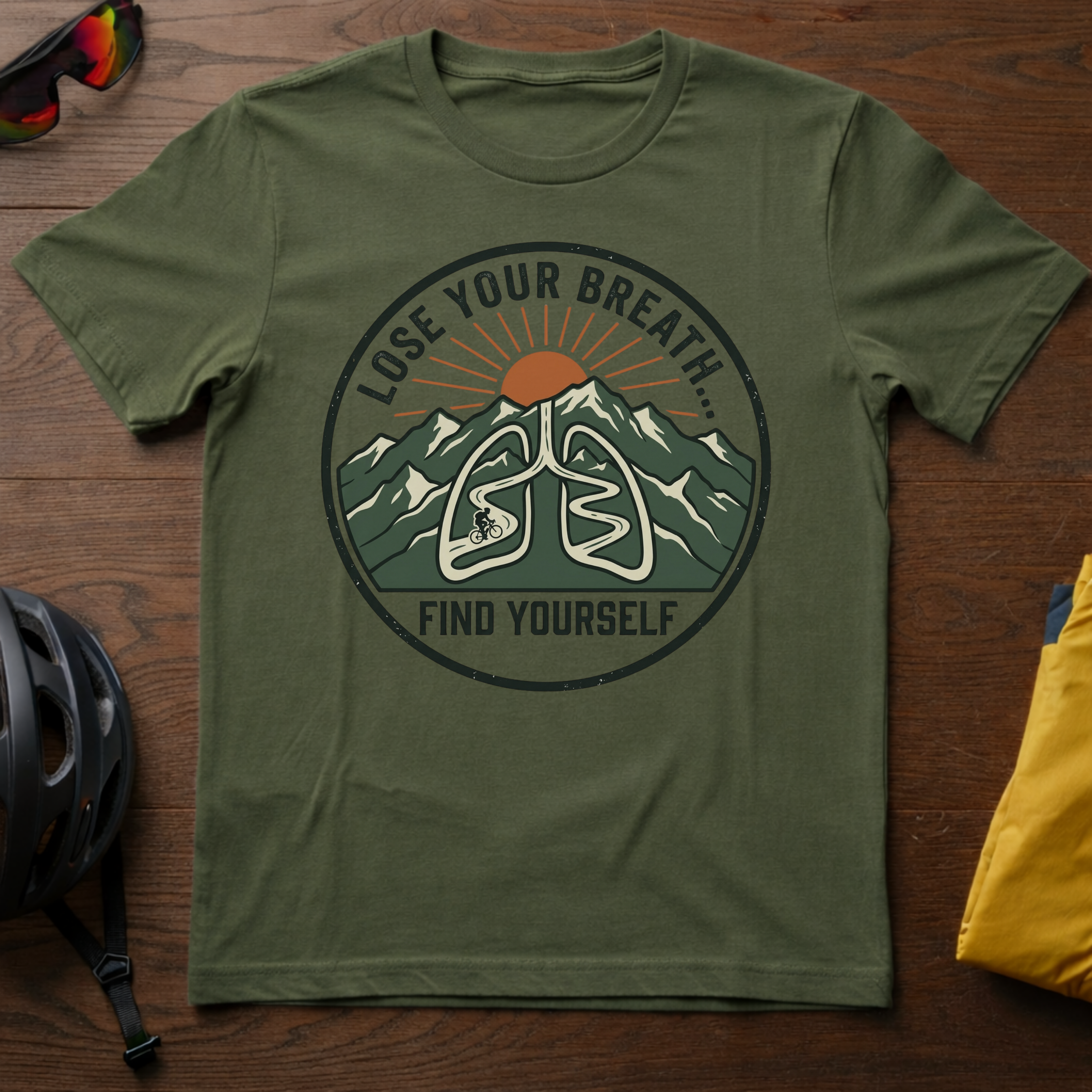 "Lose Your Breath... Find Yourself" Motivational Cyclist Tee - Chainline Collective