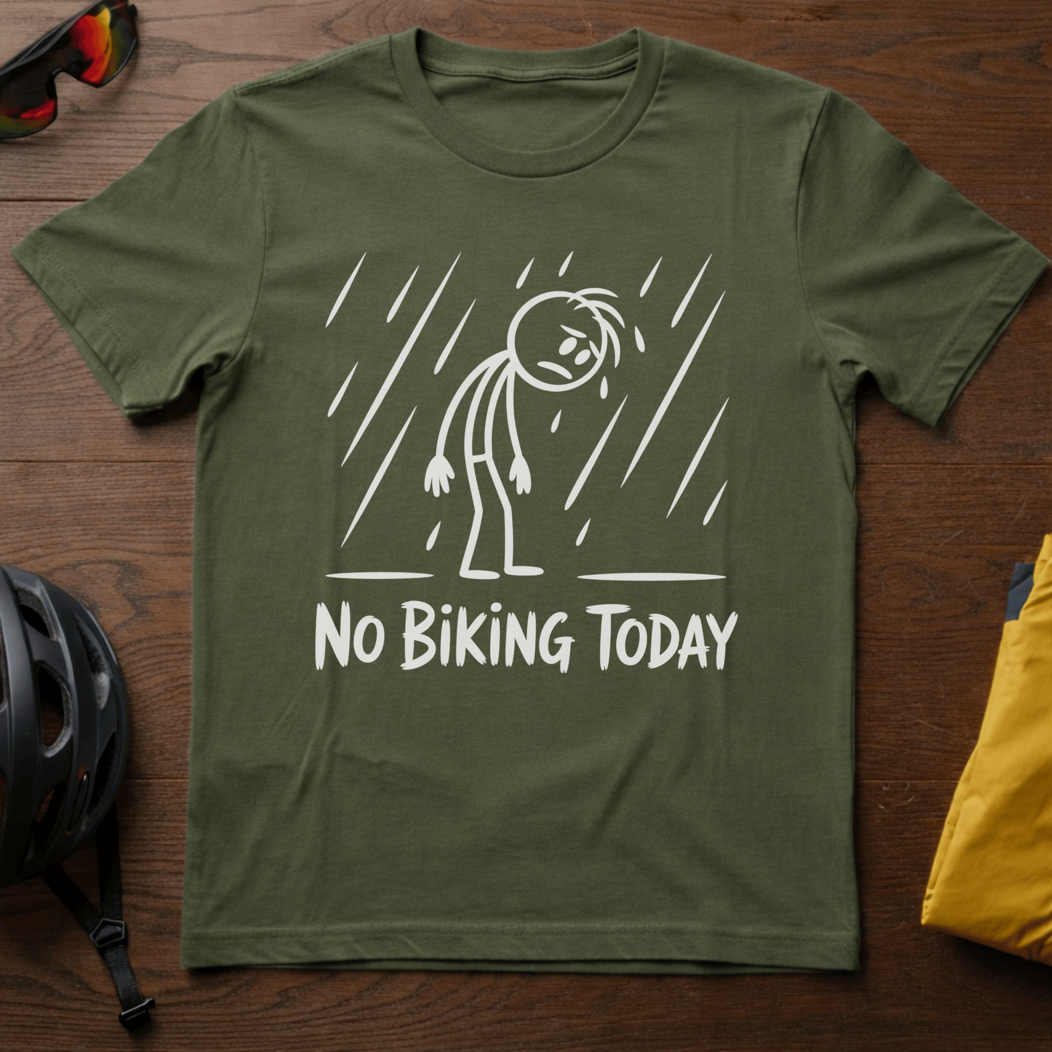 Rainy Day, "No Biking Today" Tee - Chainline Collective