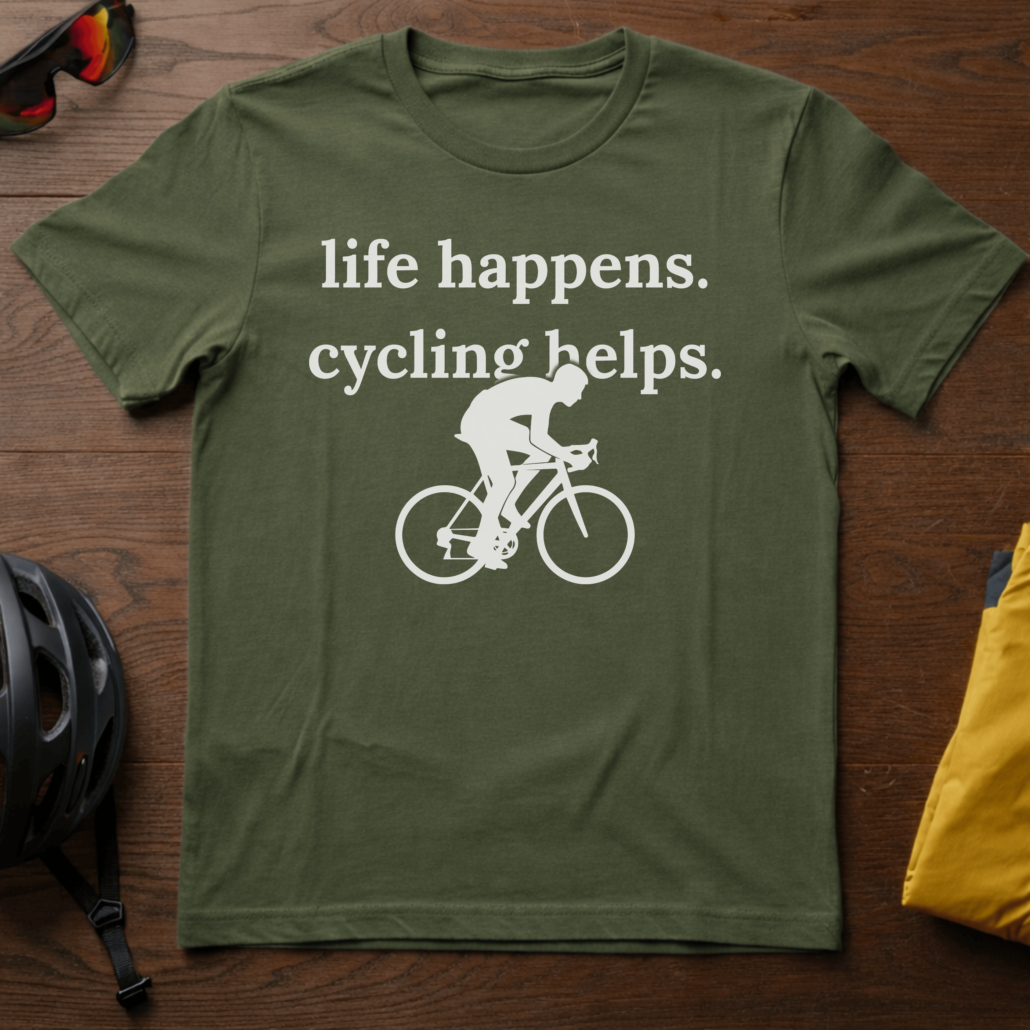 Life Happens. Cycling Helps Tee - Chainline Collective
