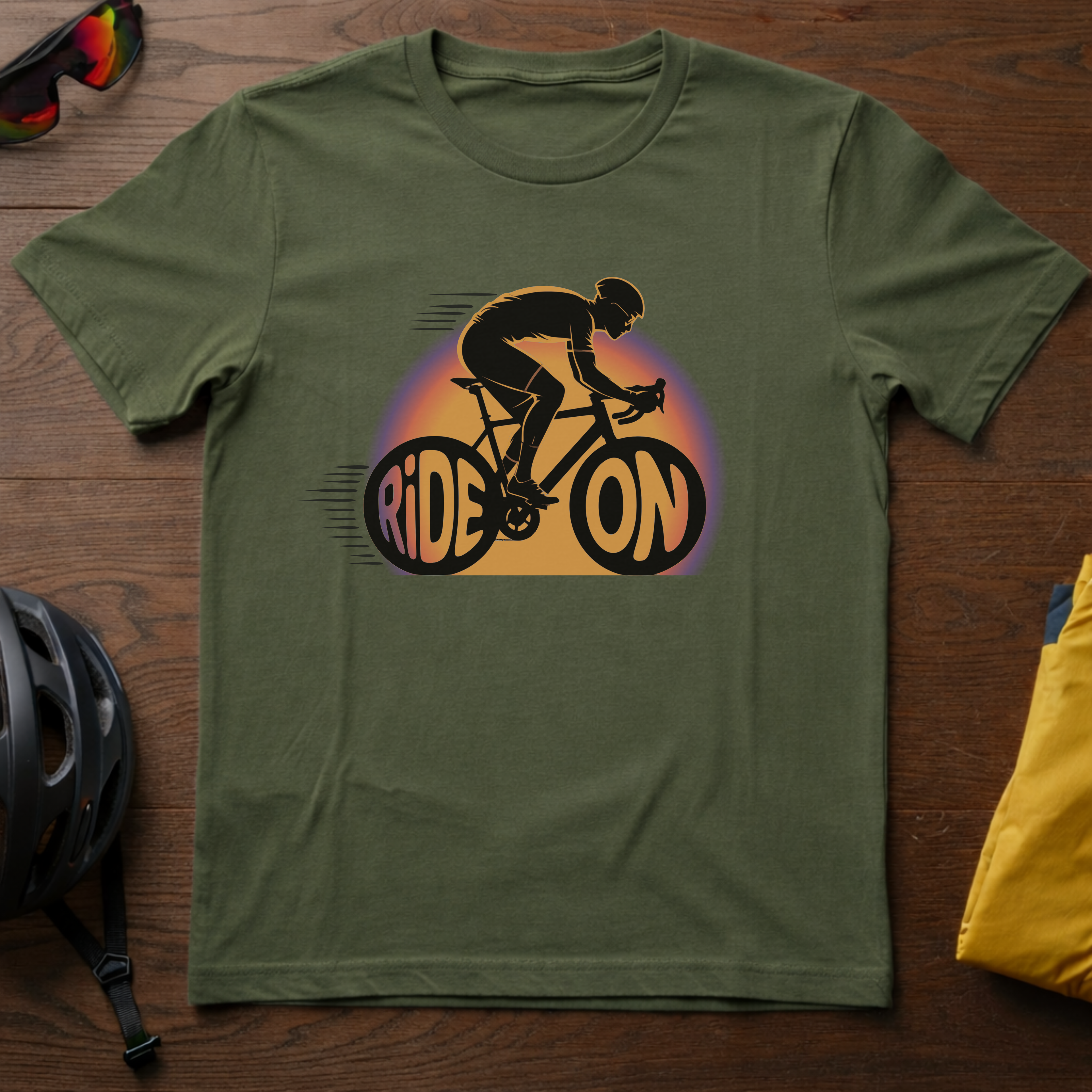 "Ride On" Cyclist Sunset Silhouette - Chainline Collective