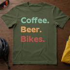 "Coffee. Beer. Bikes" T-Shirt - Chainline Collective