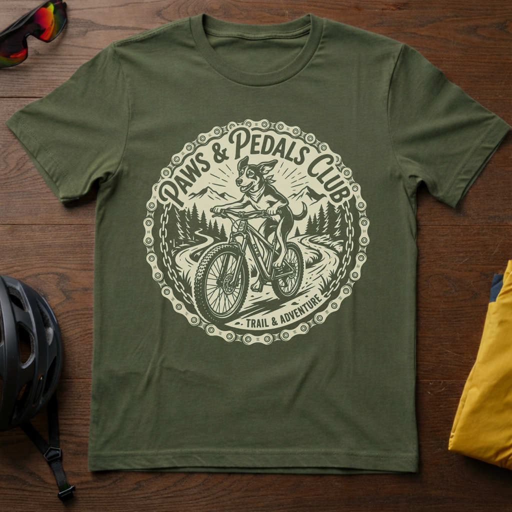 "Paws & Pedals Club" MTB Dog Tee - Chainline Collective