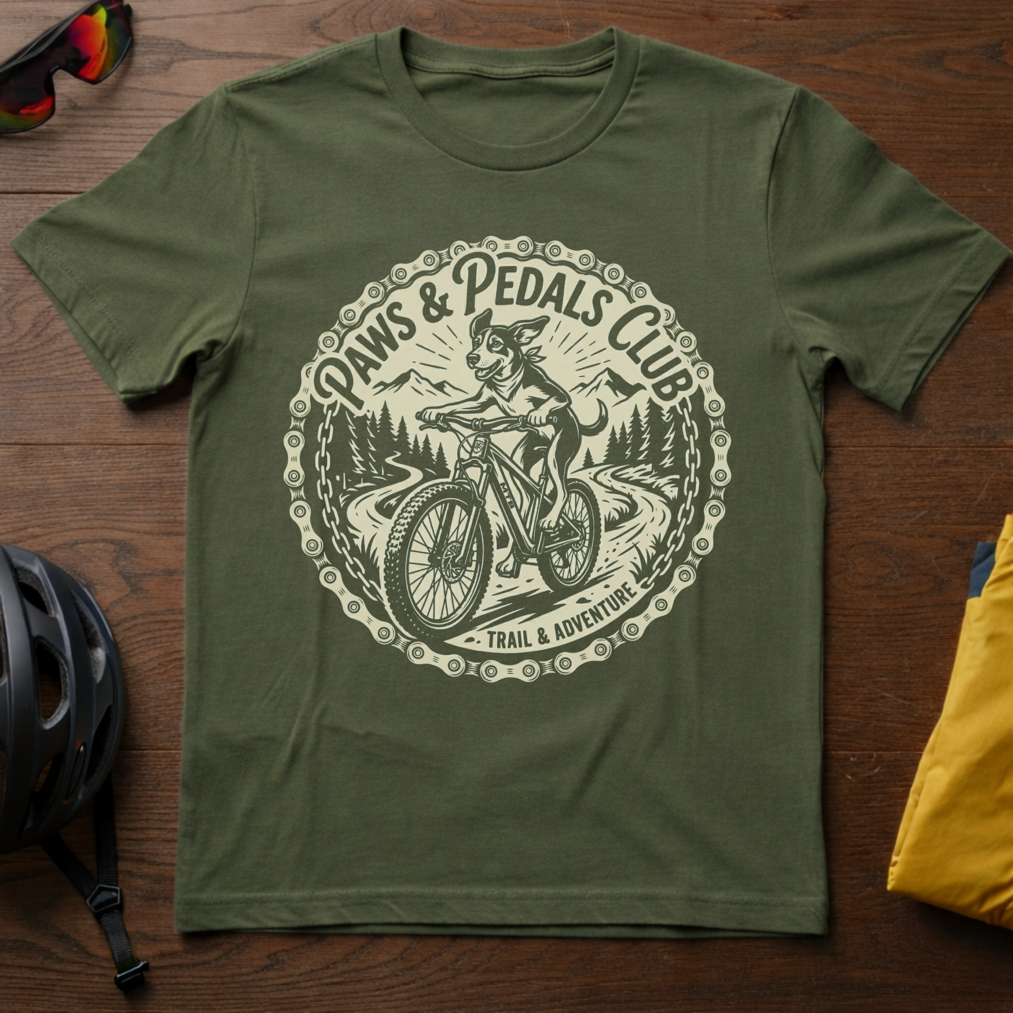 "Paws & Pedals Club" MTB Dog Tee - Chainline Collective