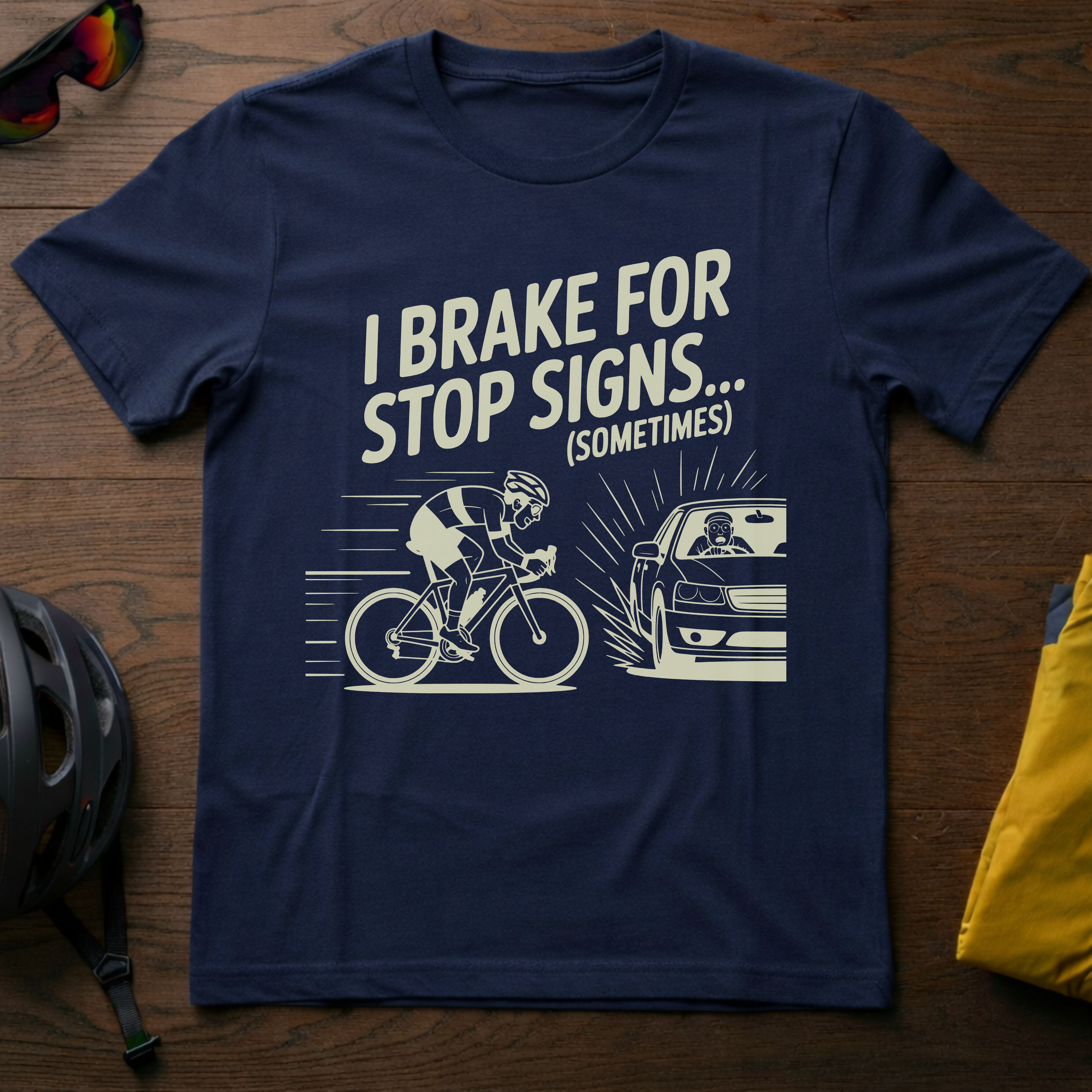 "I Brake for Stop Signs... Sometimes" Tee - Chainline Collective