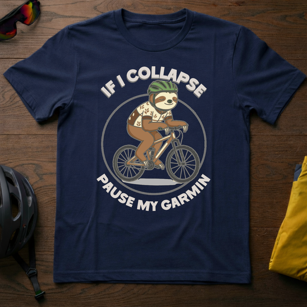 "If I Collapse Pause My Garmin" Cycling Sloth Tee - Chainline Collective