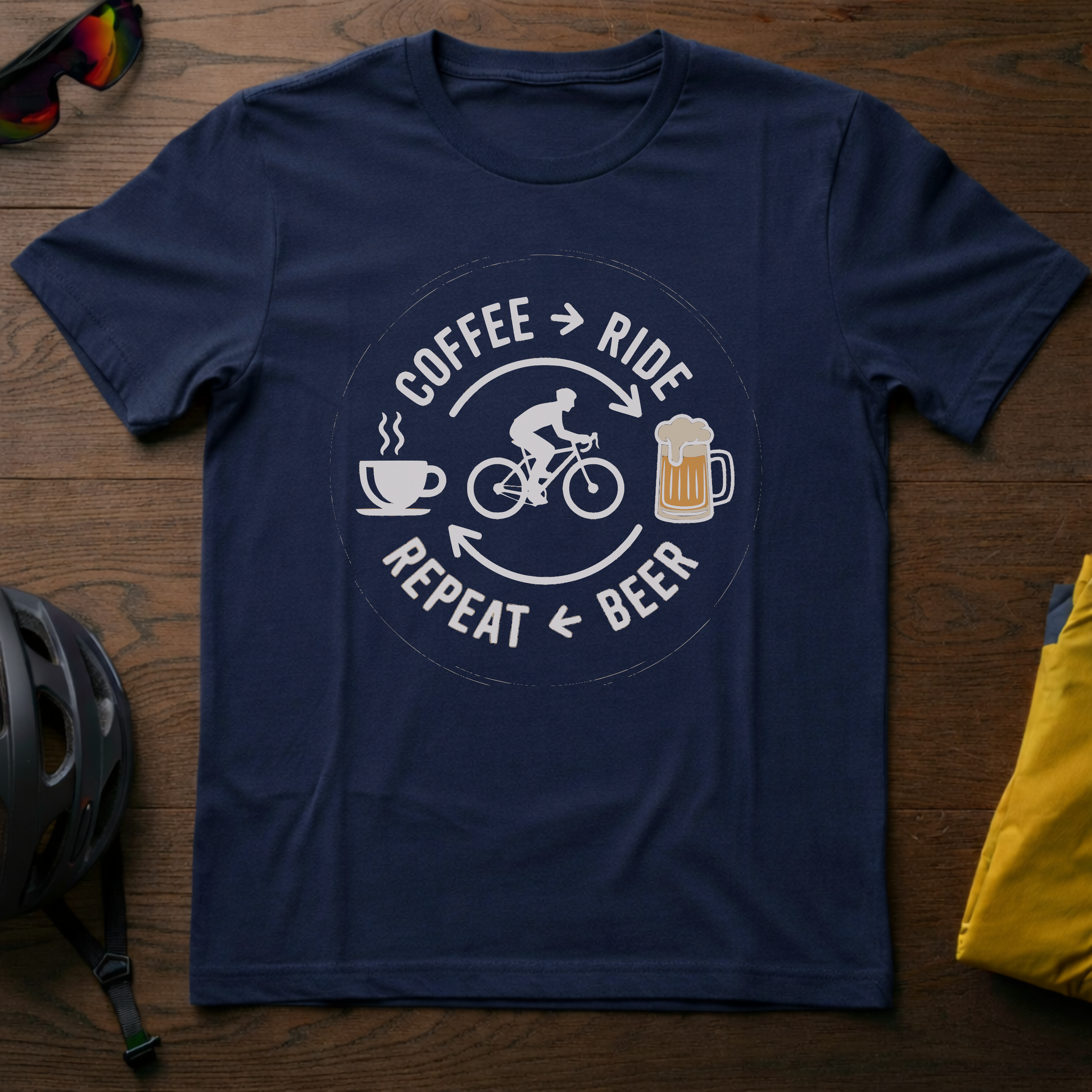 Coffee Ride Beer Repeat Tee - Chainline Collective