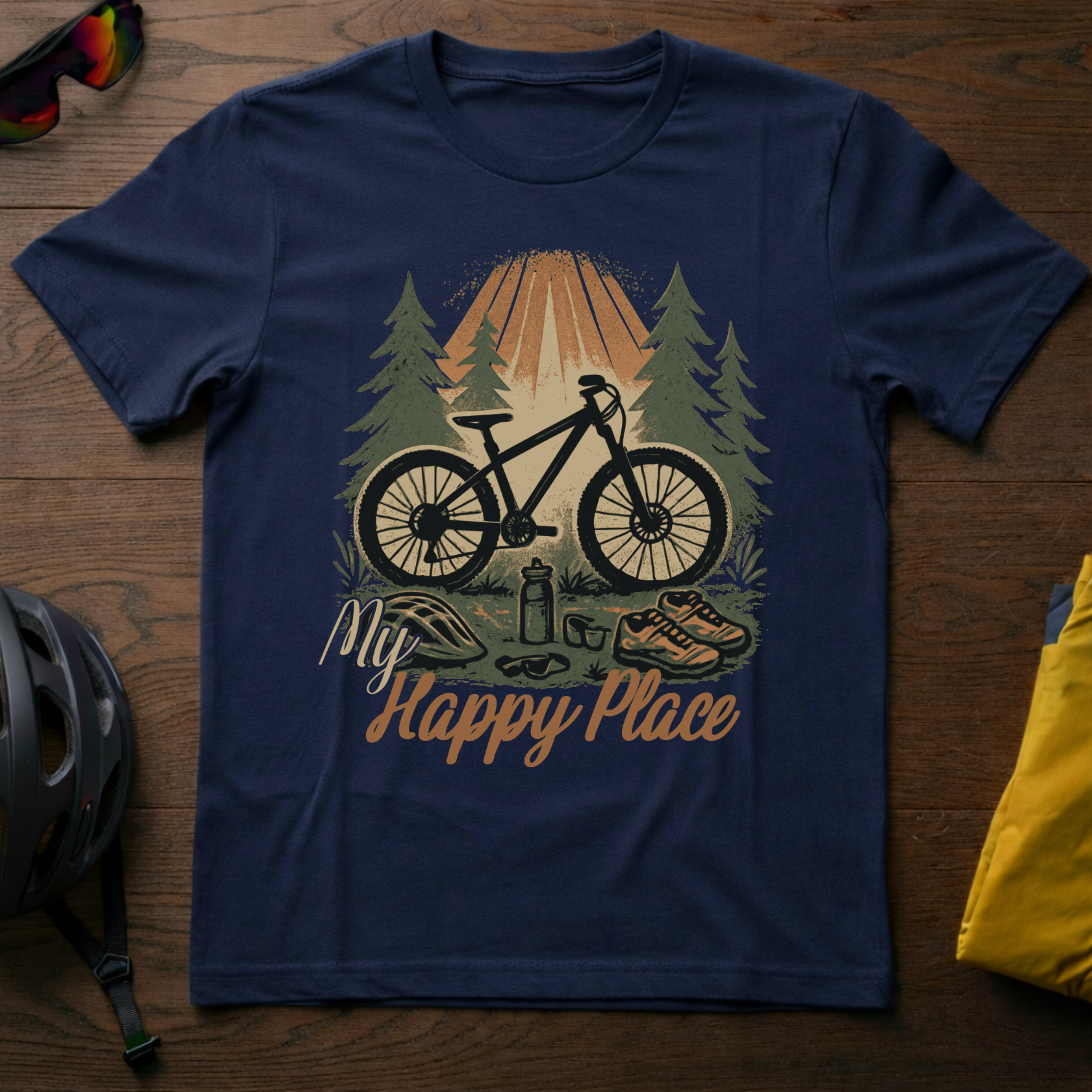 "My Happy Place" Sunlit Forest Mountain Bike Tee - Chainline Collective