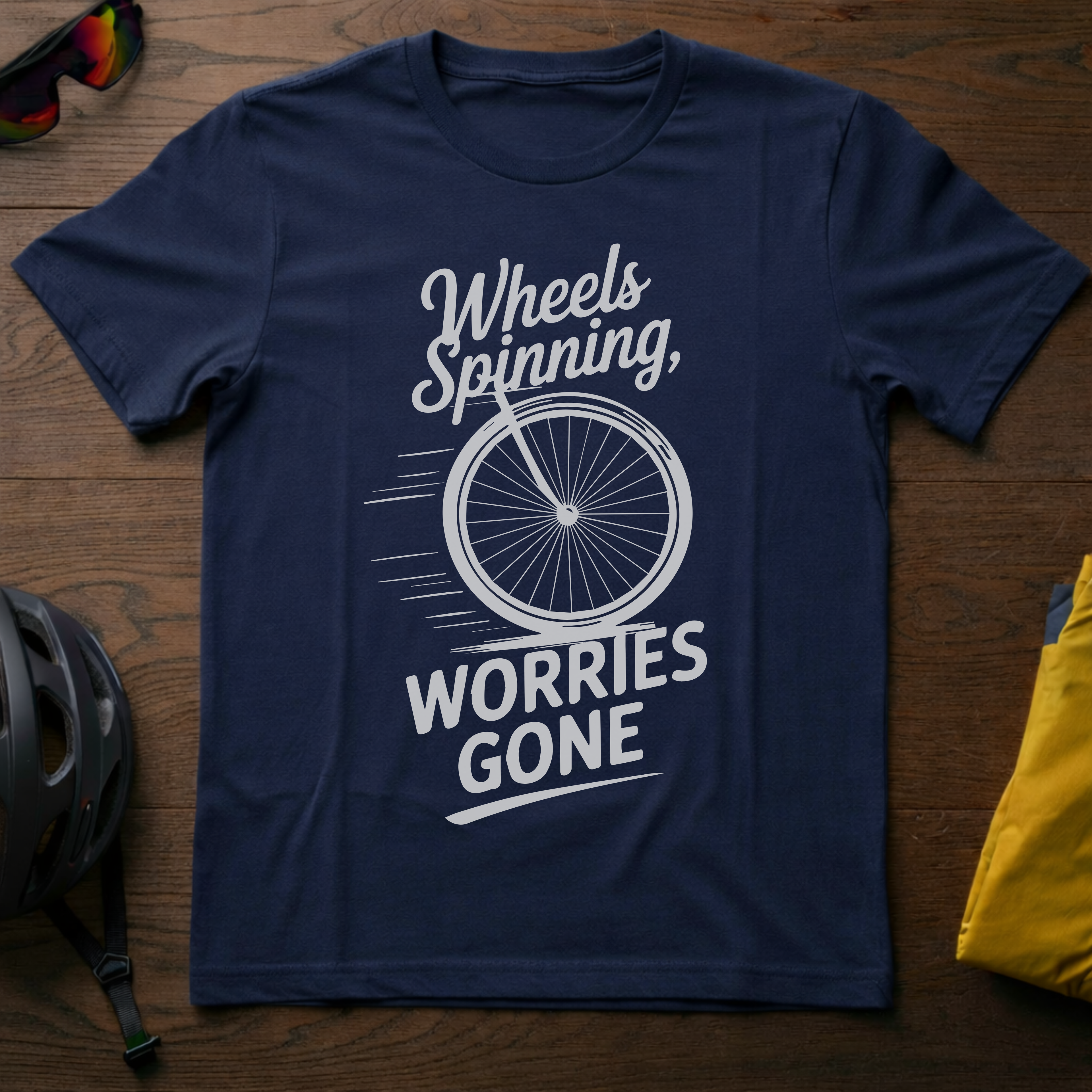Wheels Spinning, Worries Gone Tee - Chainline Collective