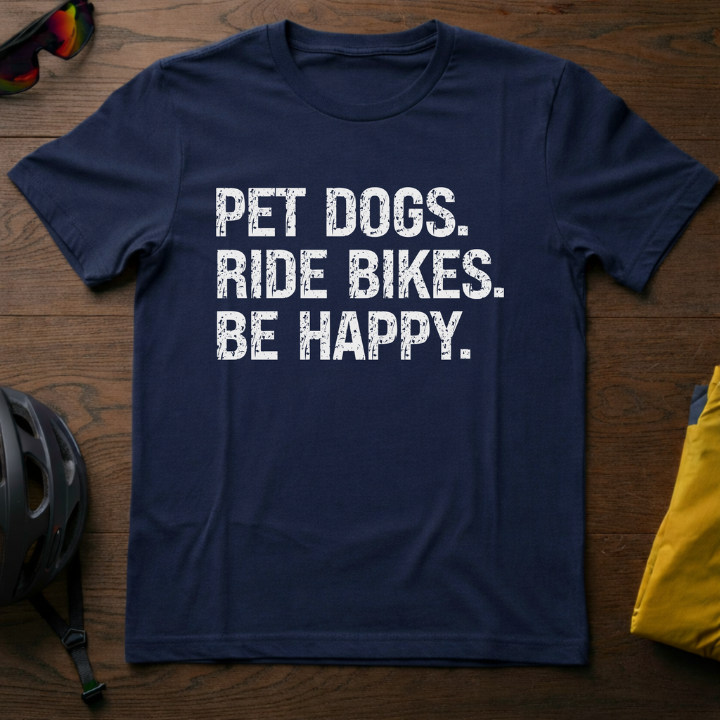 "Pet Dogs. Ride Bikes. Be Happy." Tee - Chainline Collective