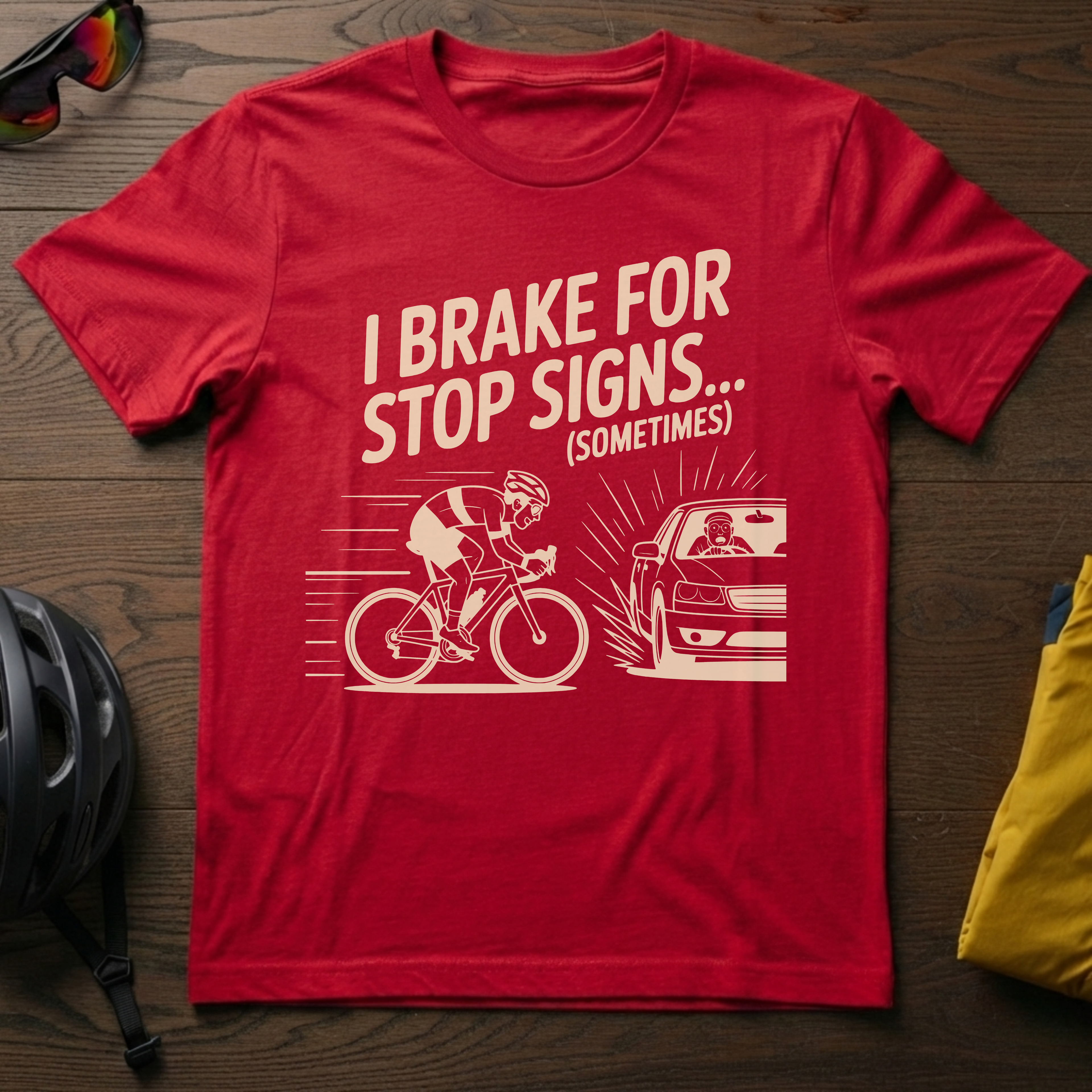 "I Brake for Stop Signs... Sometimes" Tee - Chainline Collective
