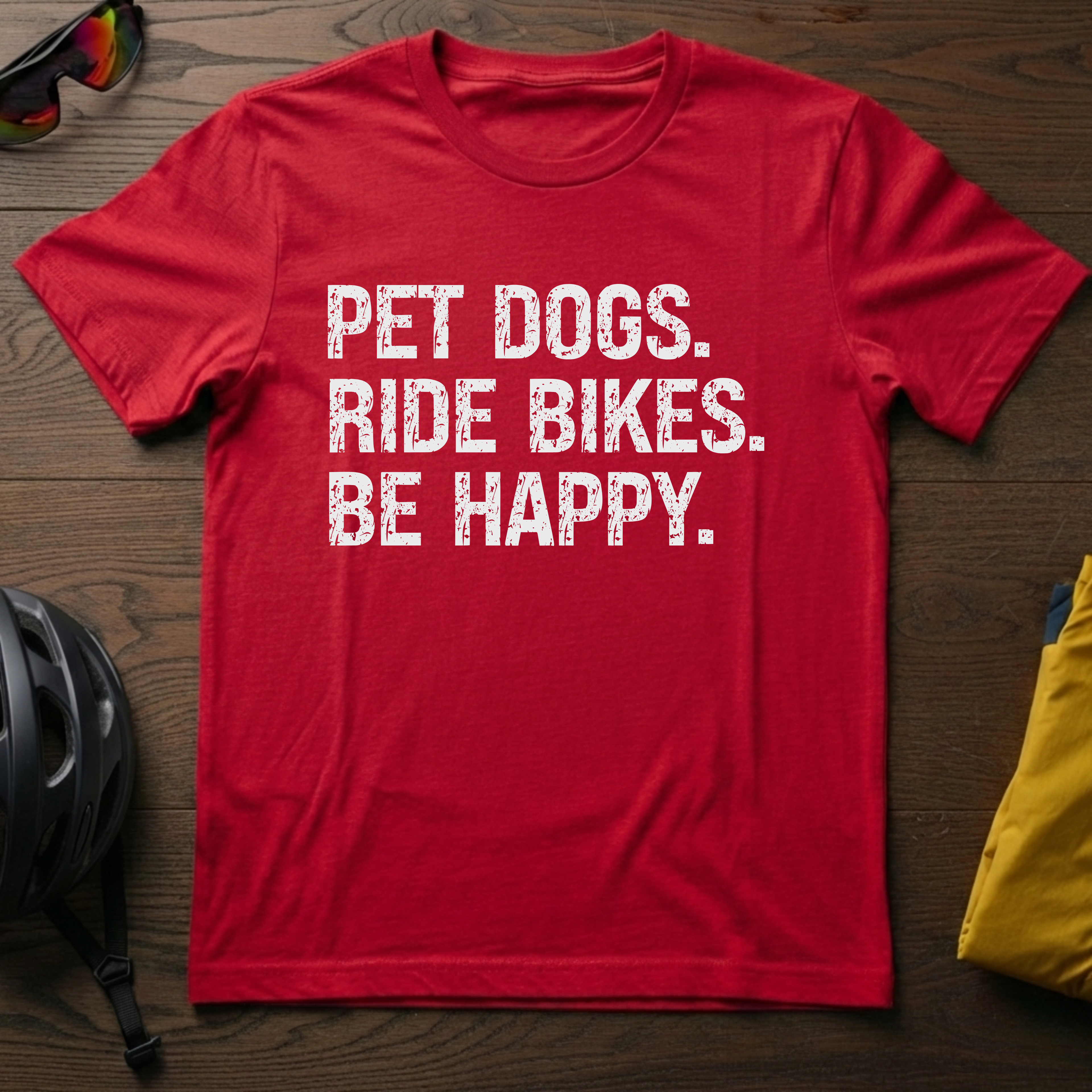 "Pet Dogs. Ride Bikes. Be Happy." Tee - Chainline Collective