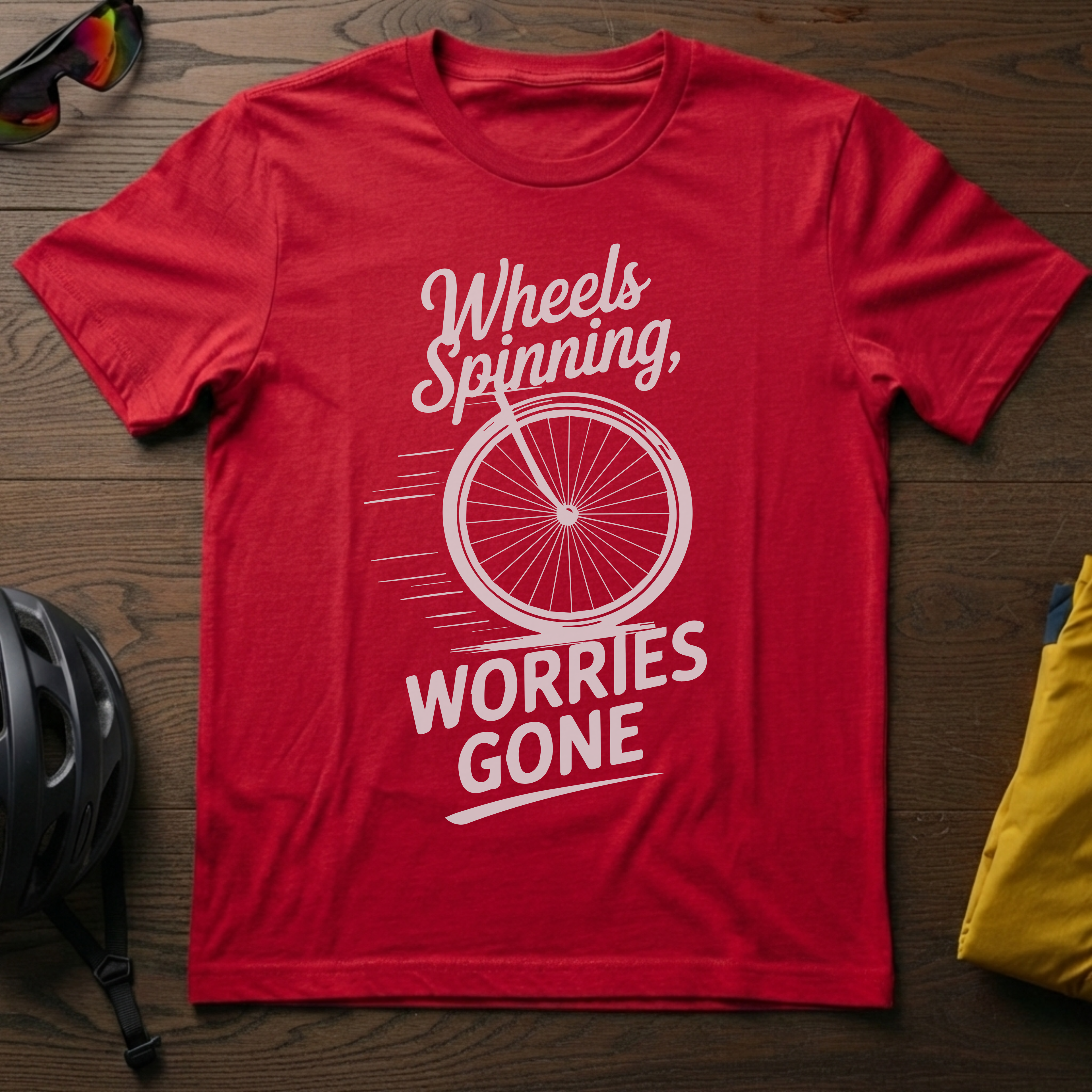 Wheels Spinning, Worries Gone Tee - Chainline Collective