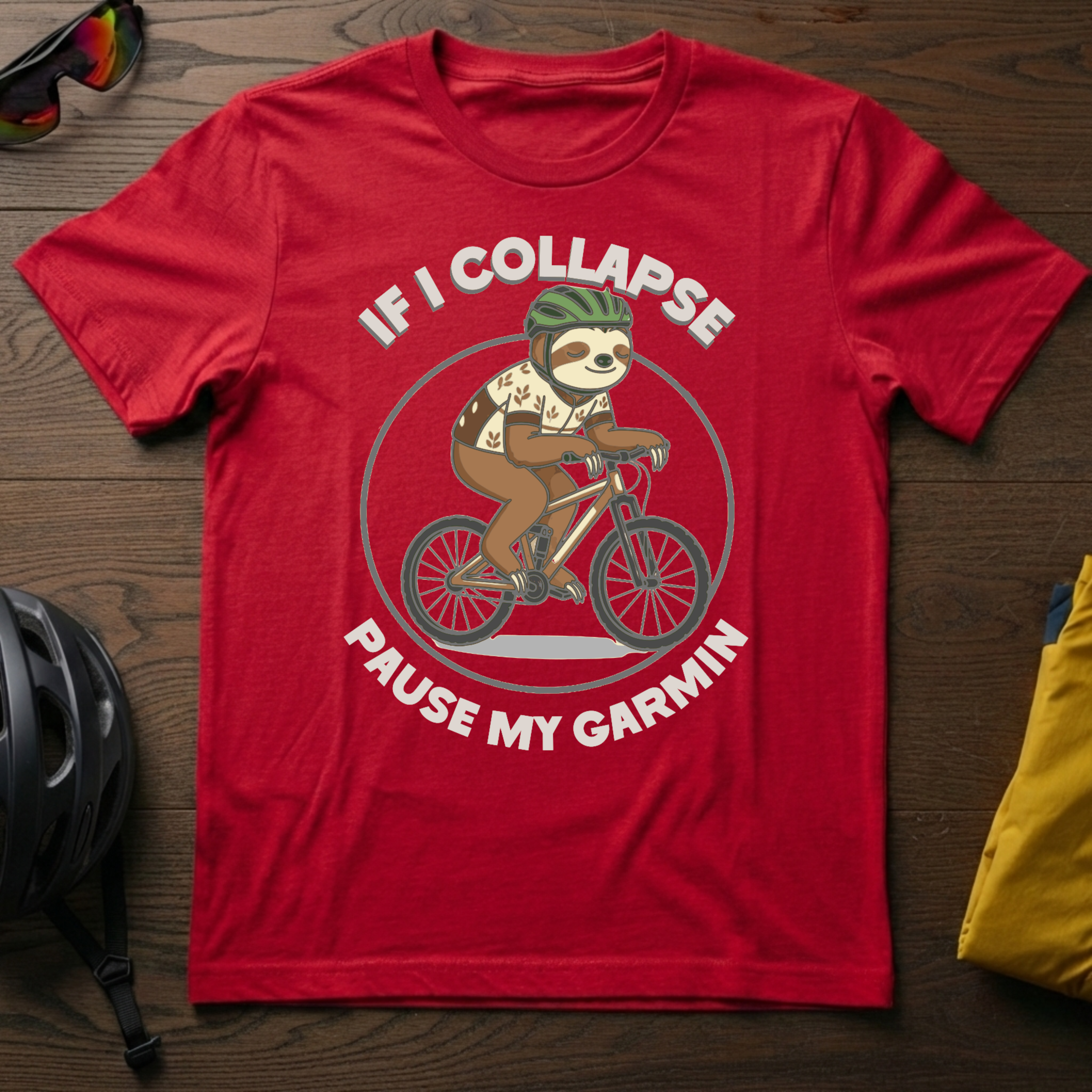 "If I Collapse Pause My Garmin" Cycling Sloth Tee - Chainline Collective
