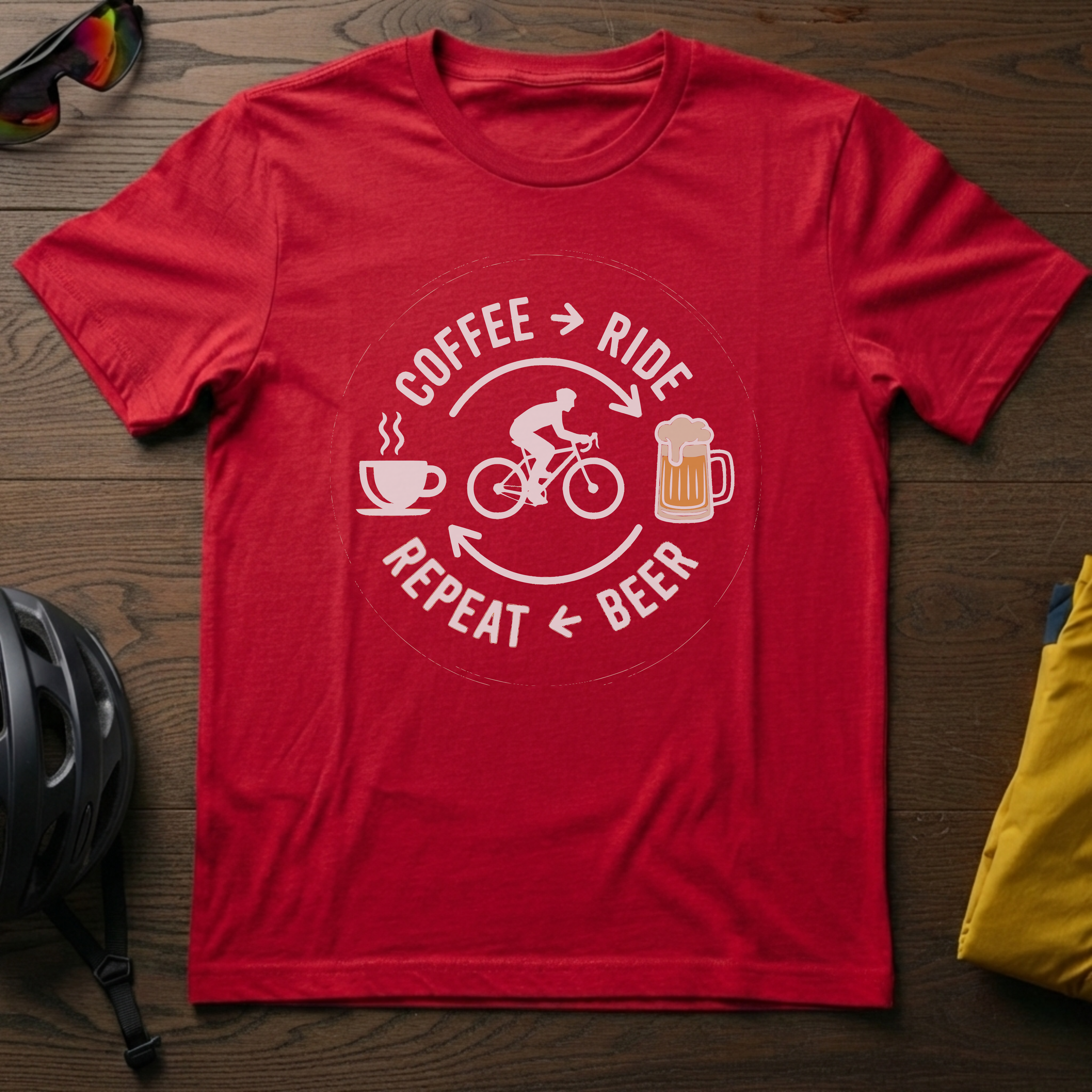 Coffee Ride Beer Repeat Tee - Chainline Collective