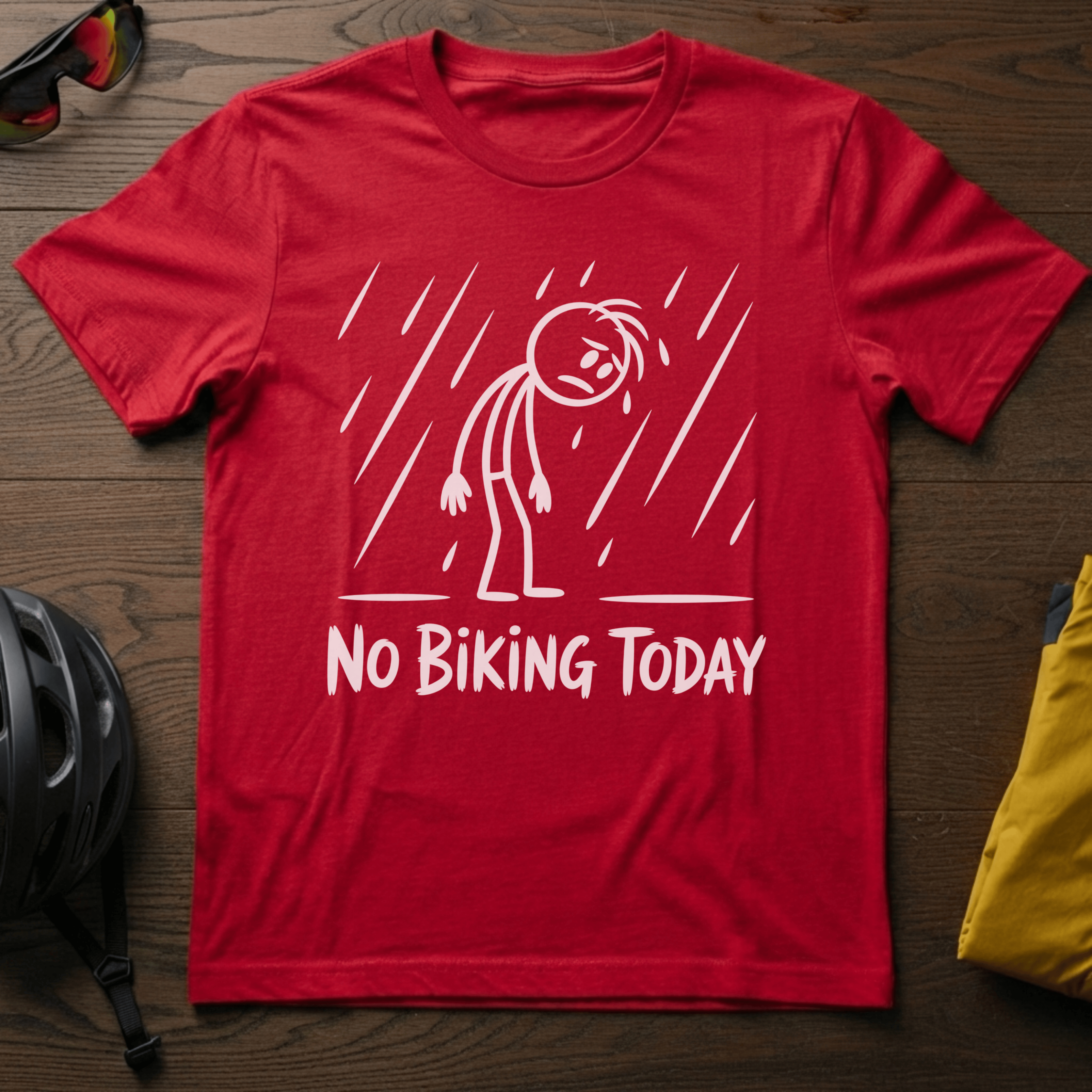 Rainy Day, "No Biking Today" Tee - Chainline Collective