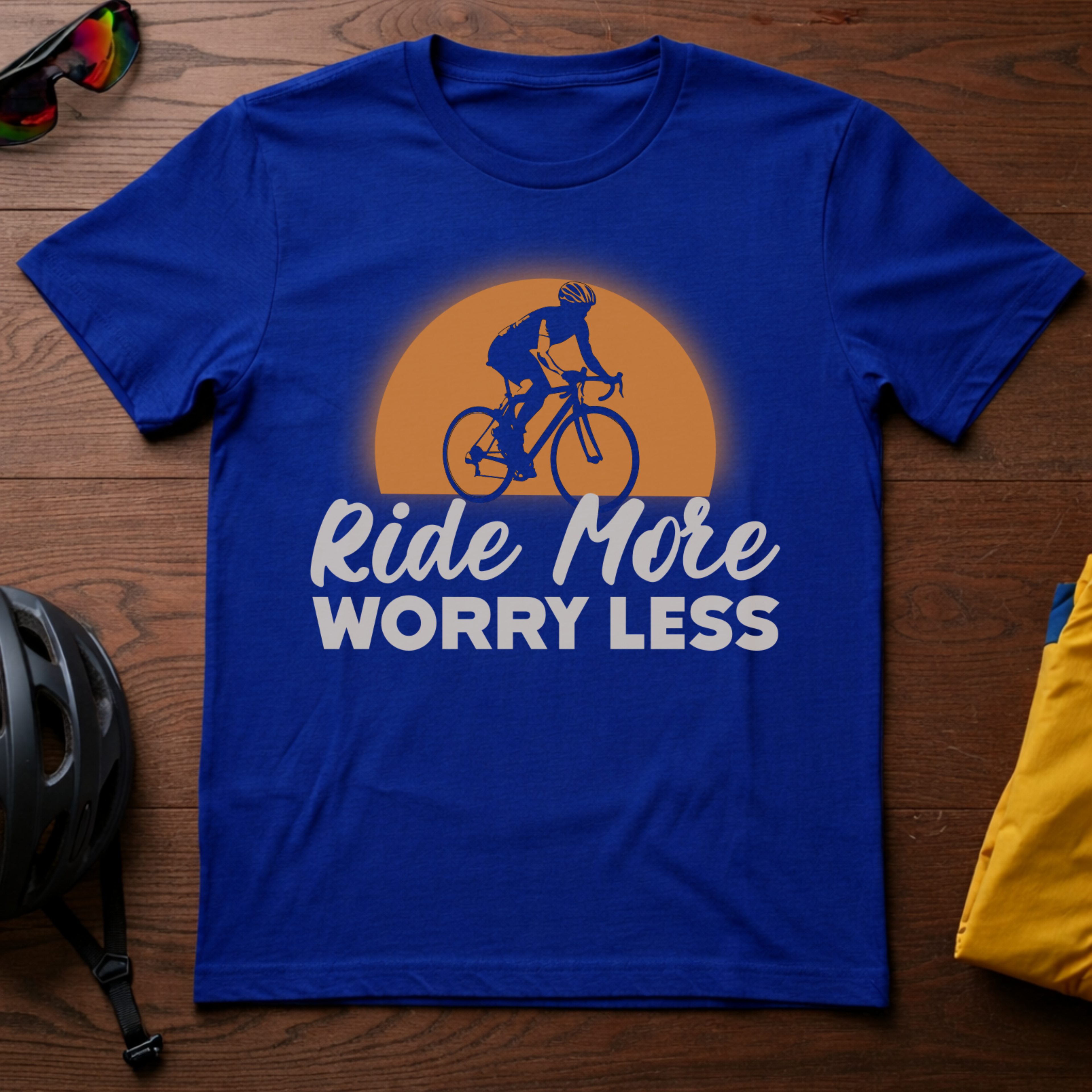 "Ride More, Worry Less" Vintage Sunset Tee - Chainline Collective