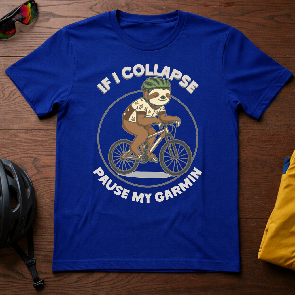 "If I Collapse Pause My Garmin" Cycling Sloth Tee - Chainline Collective