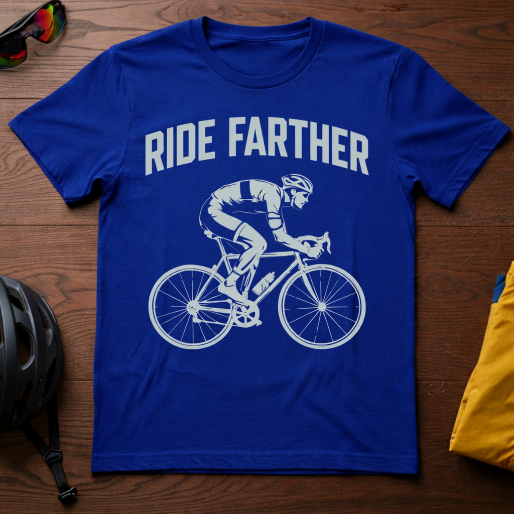 "Ride Farther" Road Cyclist Tee - Chainline Collective