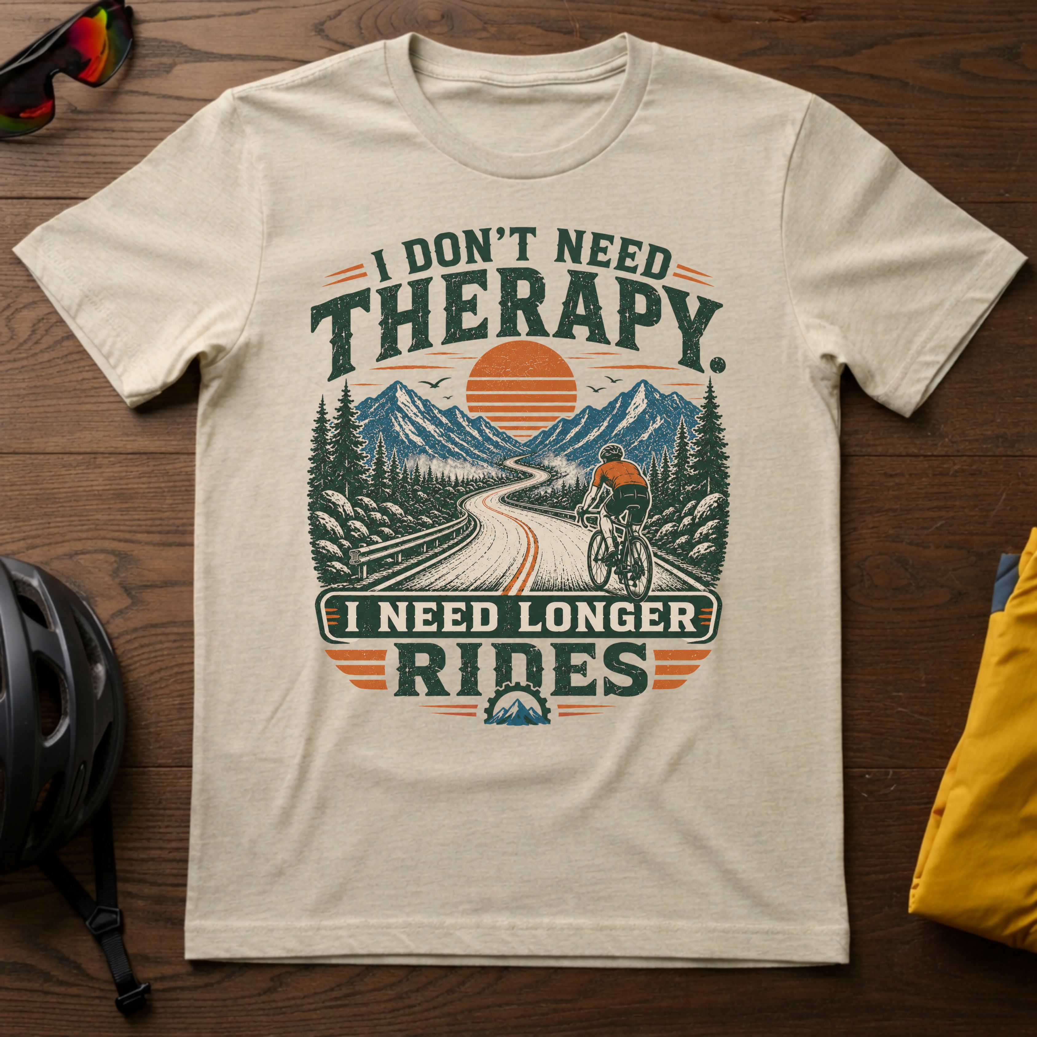 "I Don't Need Therapy. I Need Longer Rides" Cyclist Tee - Chainline Collective