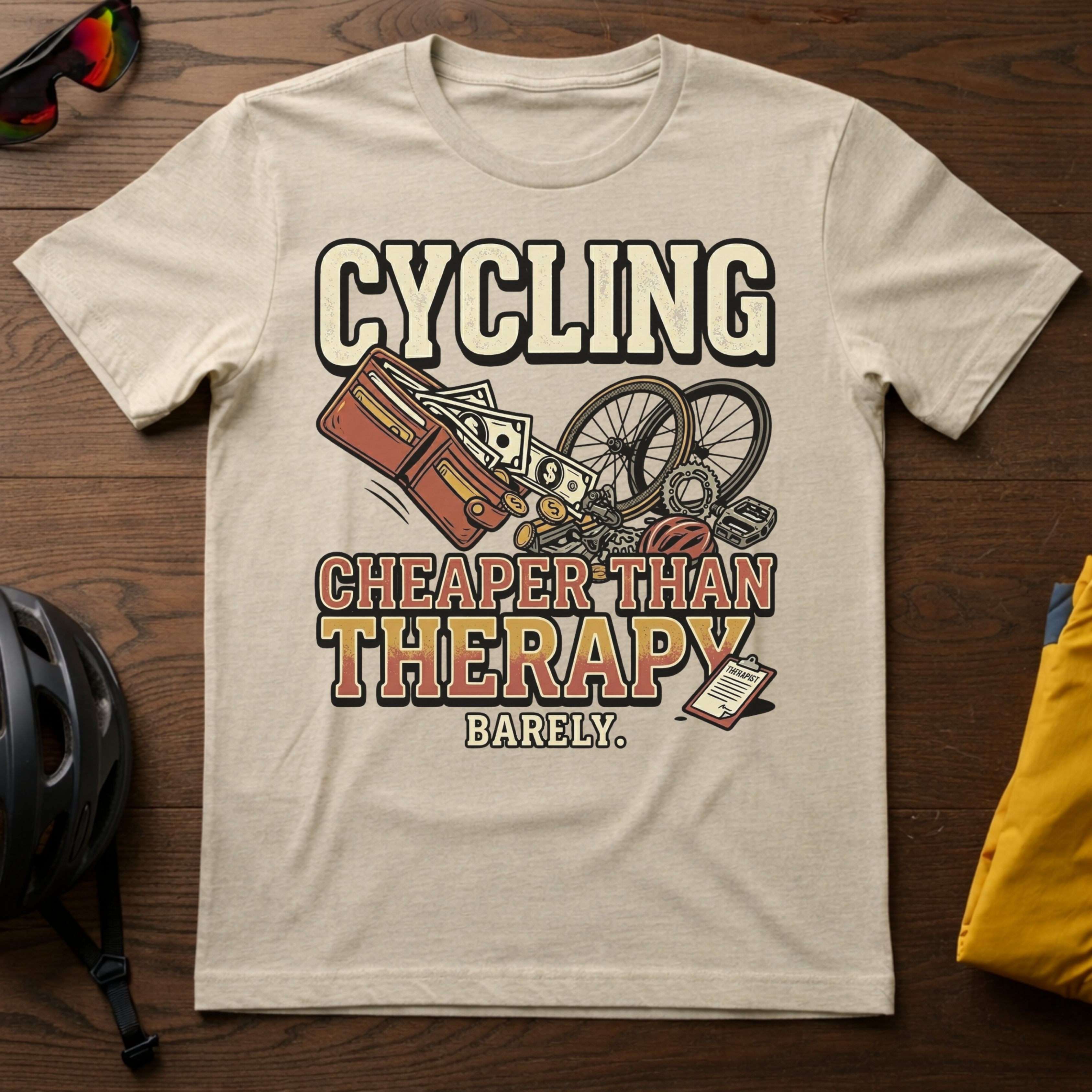 "Cycling: Cheaper Than Therapy (Barely)" Tee - Chainline Collective