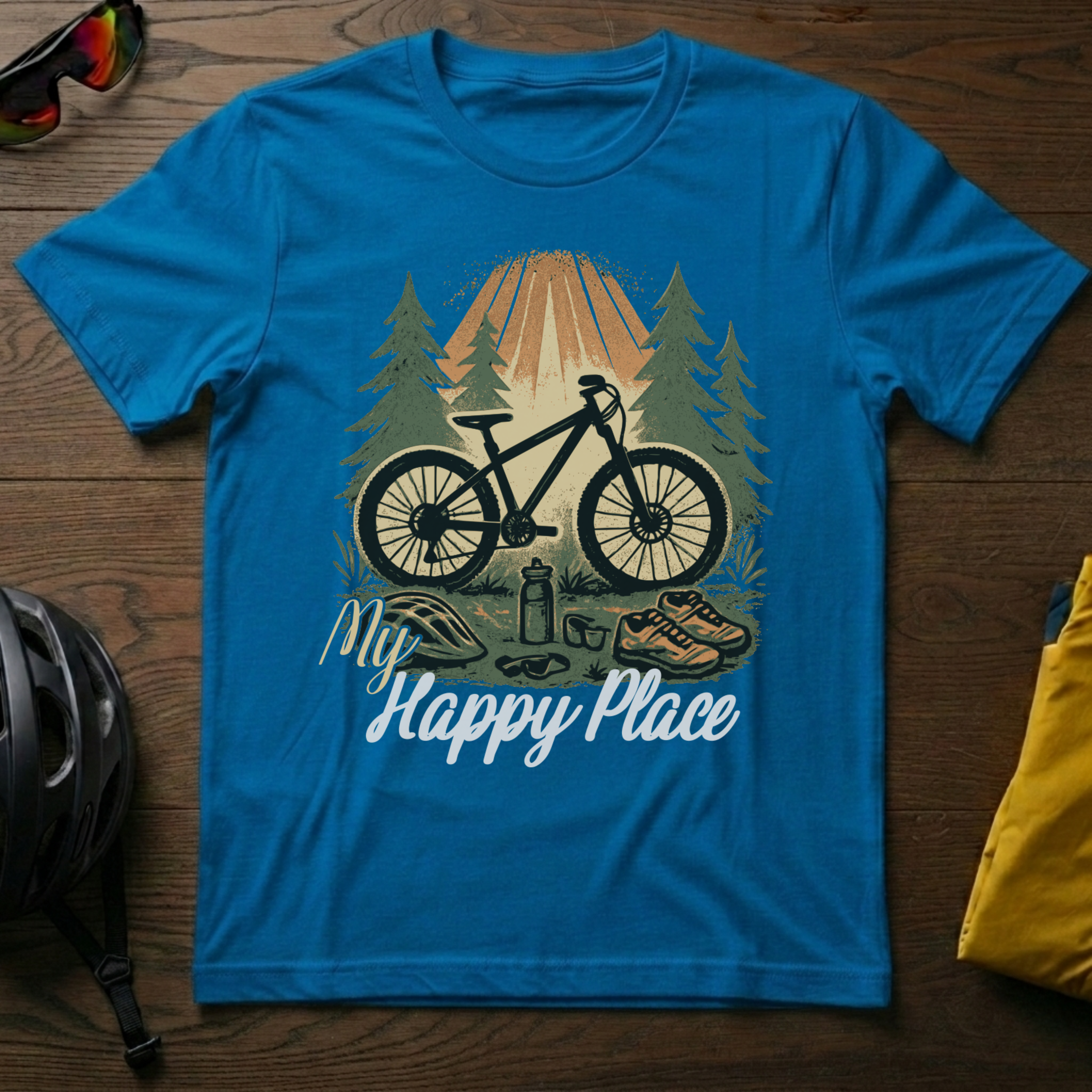 "My Happy Place" Sunlit Forest Mountain Bike Tee - Chainline Collective