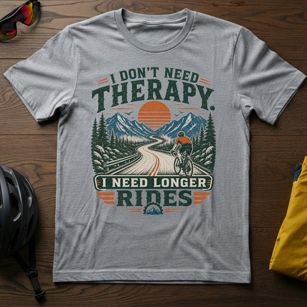 "I Don't Need Therapy. I Need Longer Rides" Cyclist Tee - Chainline Collective