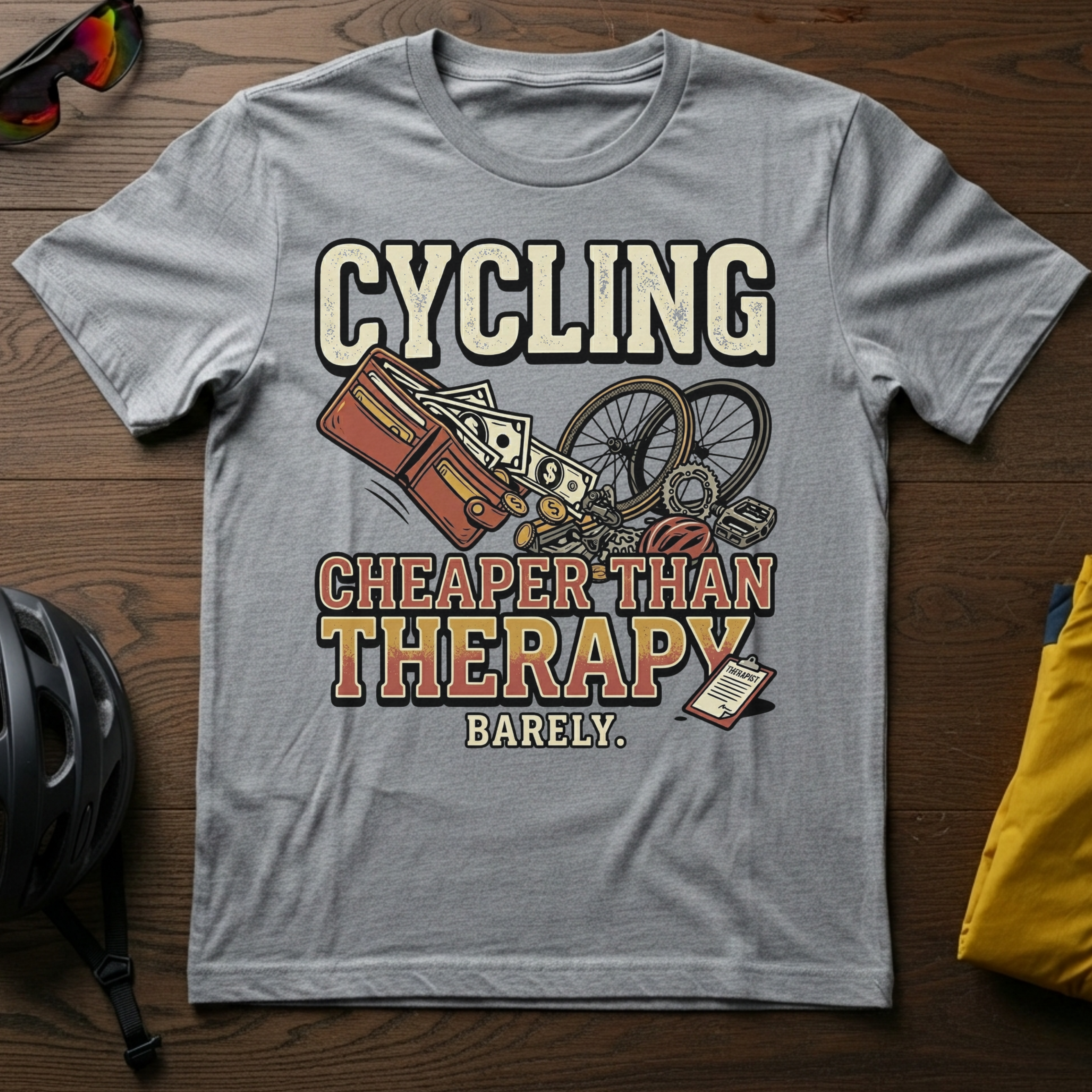 "Cycling: Cheaper Than Therapy (Barely)" Tee - Chainline Collective
