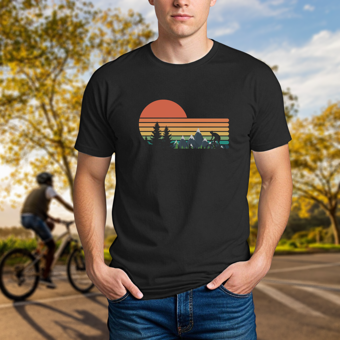 Sunset Mountain Biking Silhouette - Chainline Collective