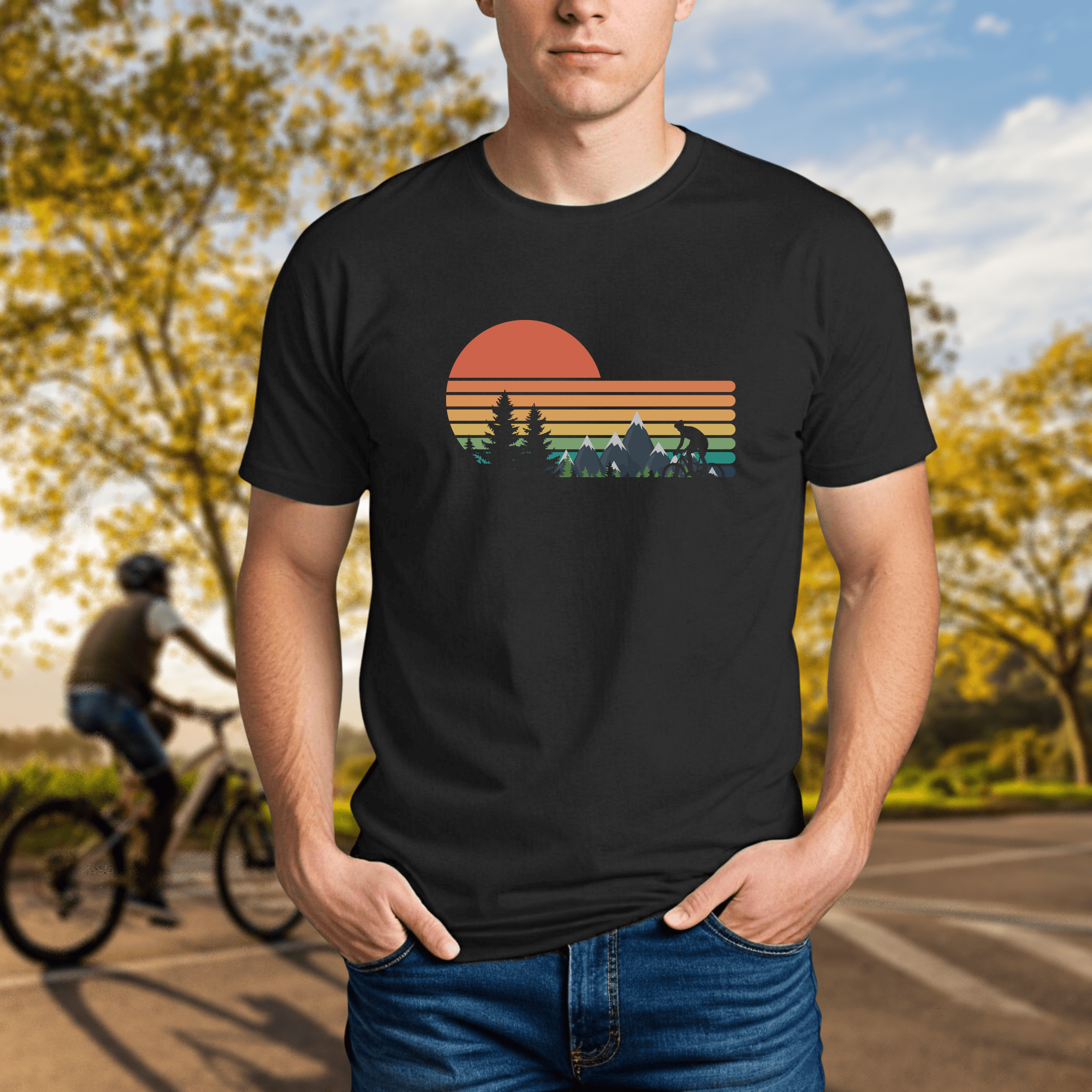 Sunset Mountain Biking Silhouette - Chainline Collective