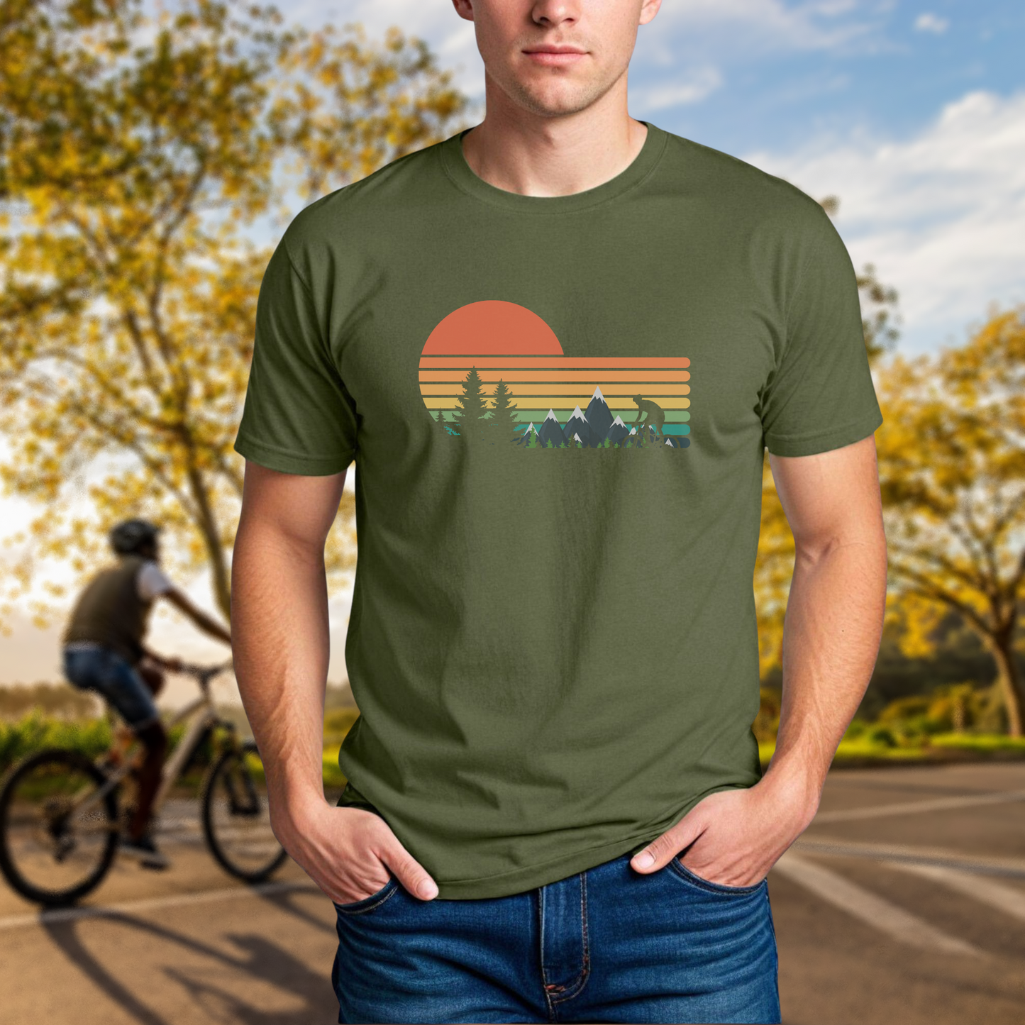 Sunset Mountain Biking Silhouette - Chainline Collective