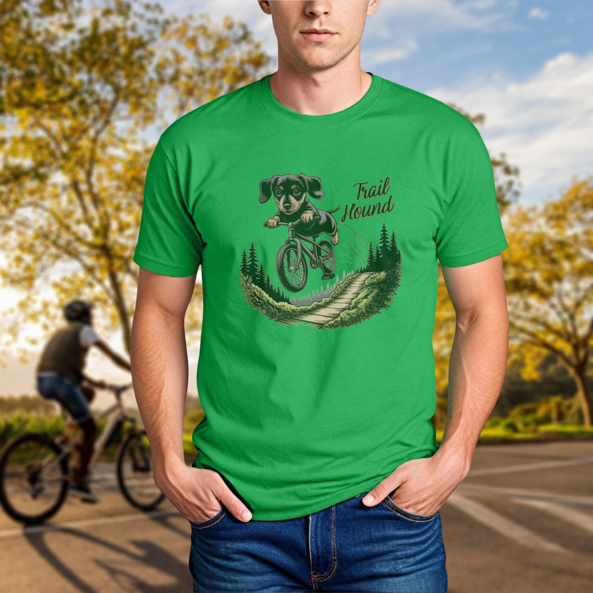 "Trail Hound" Dachshund Cyclist - Chainline Collective