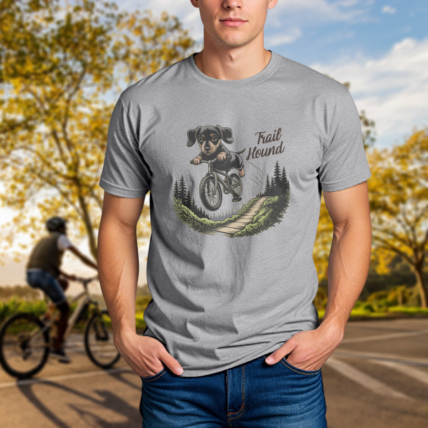 "Trail Hound" Dachshund Cyclist - Chainline Collective