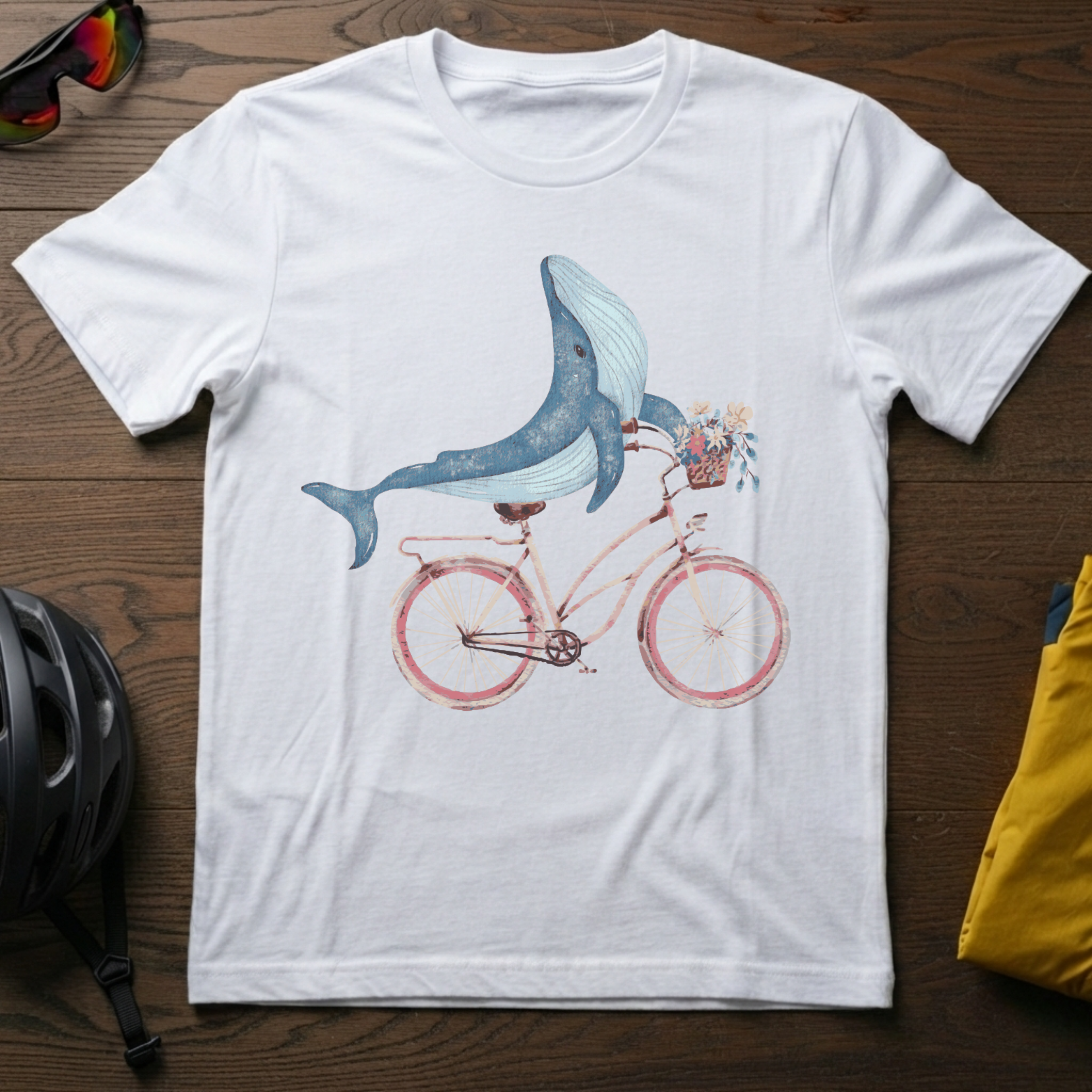 Whale Riding a Bike Tee - Chainline Collective