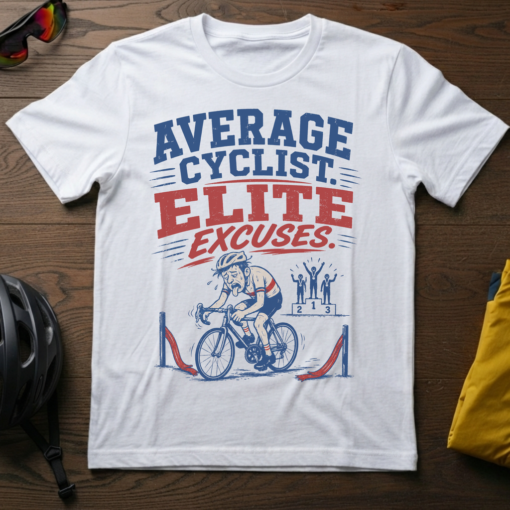 "Average Cyclist. Elite Excuses." Tee