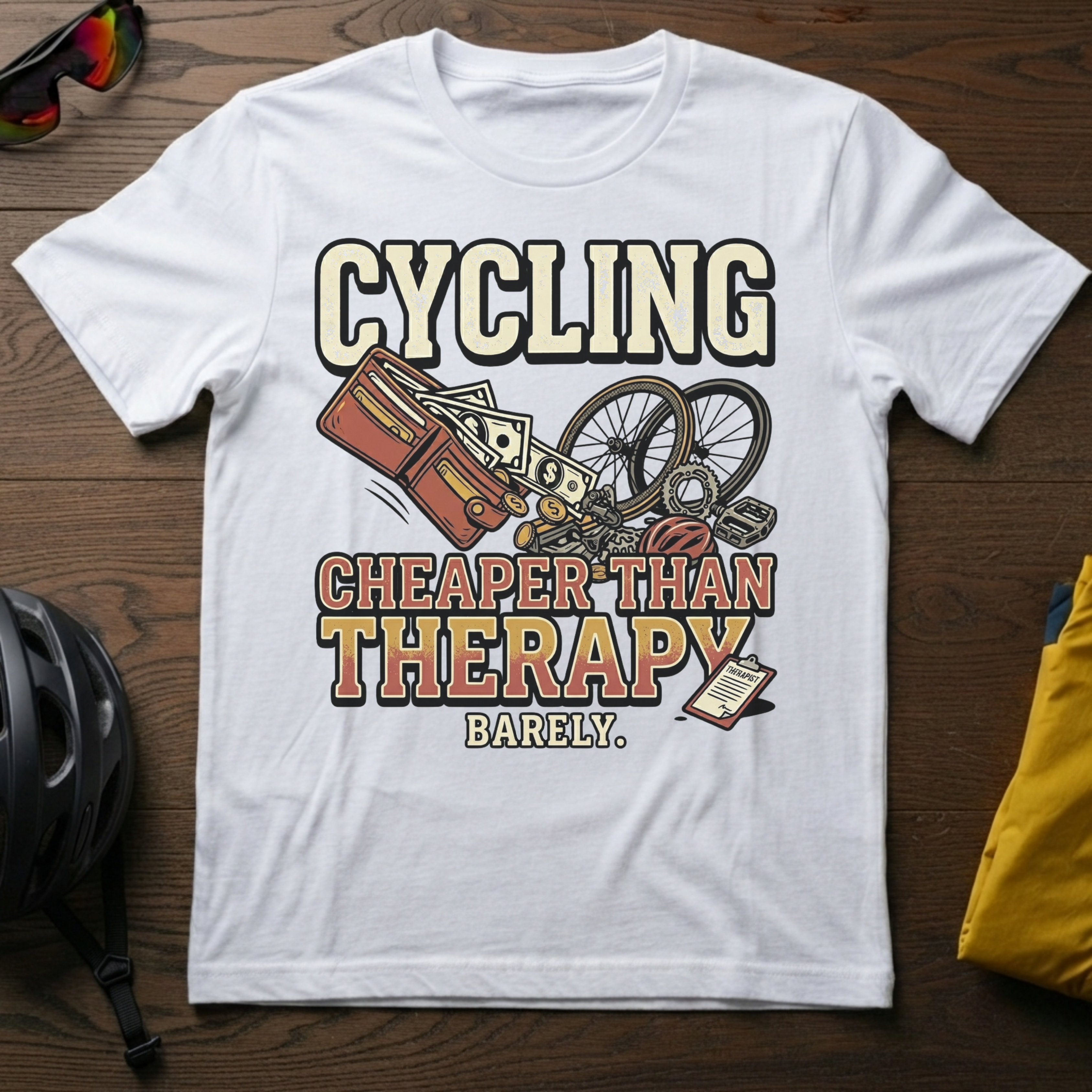 "Cycling: Cheaper Than Therapy (Barely)" Tee - Chainline Collective