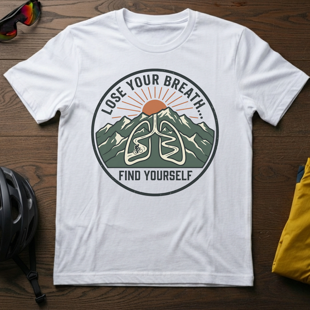 "Lose Your Breath... Find Yourself" Motivational Cyclist Tee - Chainline Collective